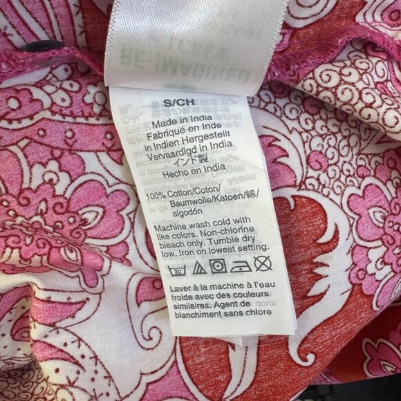 J.Crew Womens Small Paisley Print Button-Down Tunic Shirt Pink/Red Cotton Blend - Picture 7 of 9
